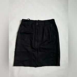 MYBC Designer Black Lined Zipper On Front Mini Skirt Size GB 12 US 8